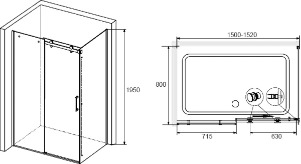 душевой уголок rgw tornado to-14+80 см (150-152)x80x195 профиль хром, стекло прозрачное