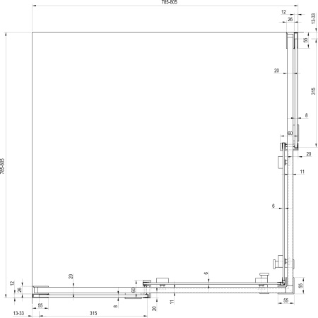 душевой уголок ravak matrix msrv4 80×80 1wv44c00z1 профиль хром, стекло прозрачное