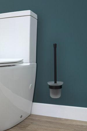 ёршик для унитаза aquanet 5688mb настенный, черный матовый