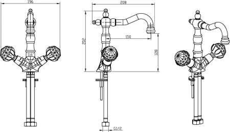 смеситель для раковины boheme brillante presente 352 хром