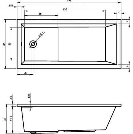 акриловая ванна riho lusso plus 170x80 b006001005 (ba1200500000000) без гидромассажа