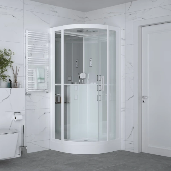 душевая кабина grossman gr-141 100x100 профиль белый стекло прозрачное