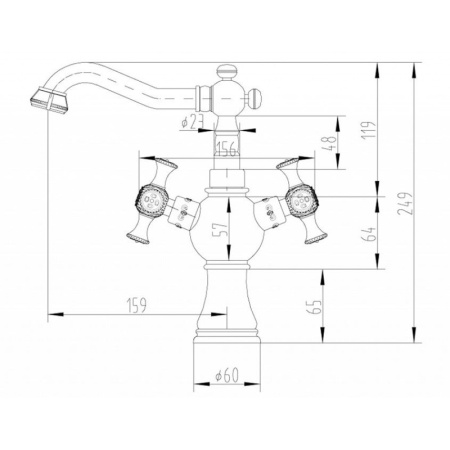 смеситель для раковины без донного клапана zorg antic a 7008u-br