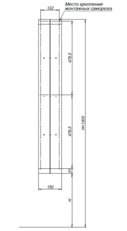 полка aquanet магнум h 00326458 15x130 см, вертикальная, черный матовый