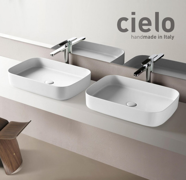 раковина cielo shui comfort shcolar60 накладная, 60x40 см, белая