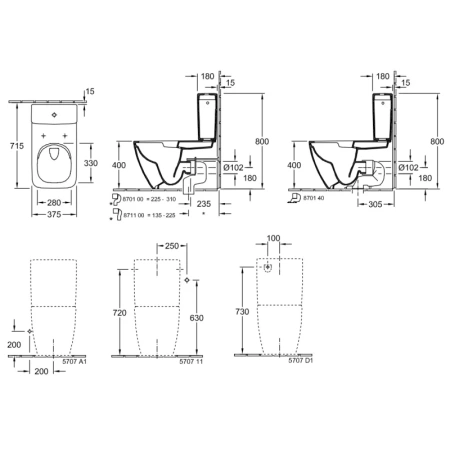 чаша напольного безободкового унитаза villeroy & boch venticello 4612r0r1