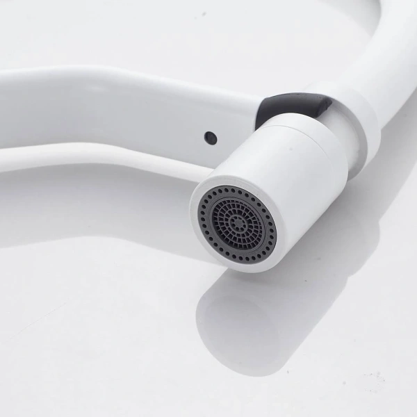 смеситель для кухни shevanik s343c-1 с гибким изливом, белый