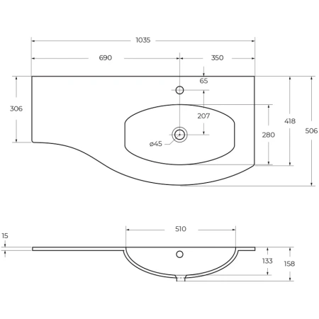раковина 103,5x50,6 см cezares vague 82408