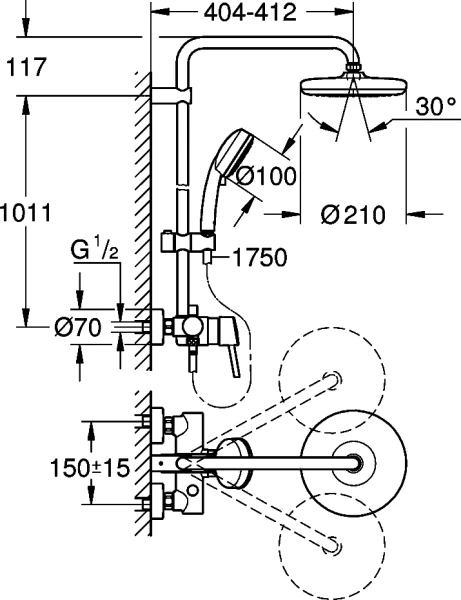 душевая стойка grohe vitalio start 26827000