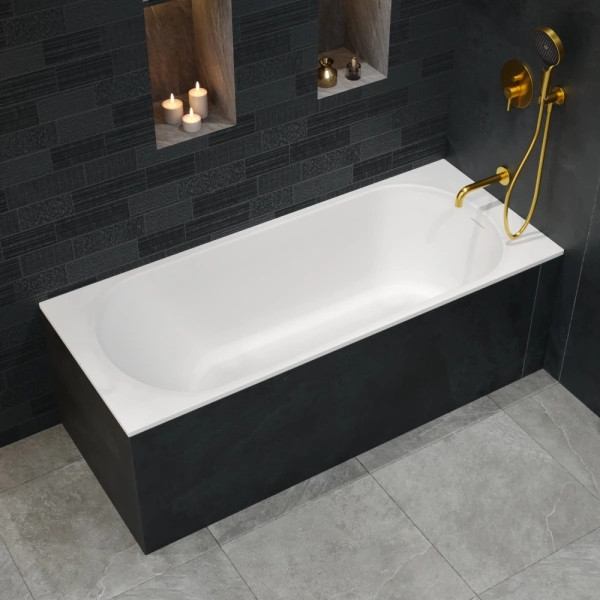 ванна whitecross gin 0217.170070.200 встраиваемая, с регулируемыми ножками и сифоном, композит, 170х70 см, белая матовая