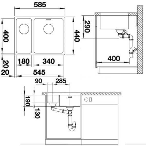 кухонная мойка blanco andano340/180-u 522977 правая