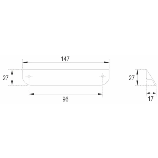 ручка для пенала 1 шт cezares eco rs156bl.3/96 14,7 см, черный матовый