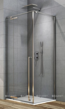 душевой уголок aquanet ideal ae-axc94mb-s-c 140×90, прозрачное стекло