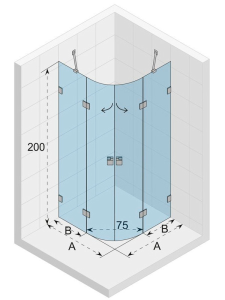 душевой уголок riho sz scandic nxt x309, 117x117x200 см, цвет профиля черный, стекло прозрачное, левый/правый, gx04703b0(g001109121)