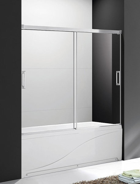шторка на ванну cezares tandem soft 180 tandem-soft-vf-2-180/145-p-cr профиль хром стекло рифленое