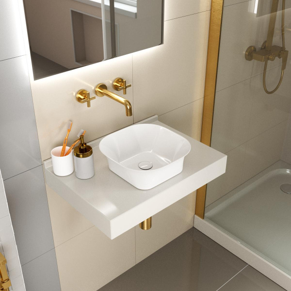 раковина накладная point ника 31 pn43081 квадратная, белая