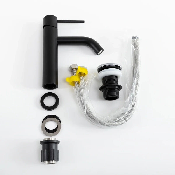 смеситель для раковины cezares relax relax-ls1-nop с донным клапаном, черный матовый