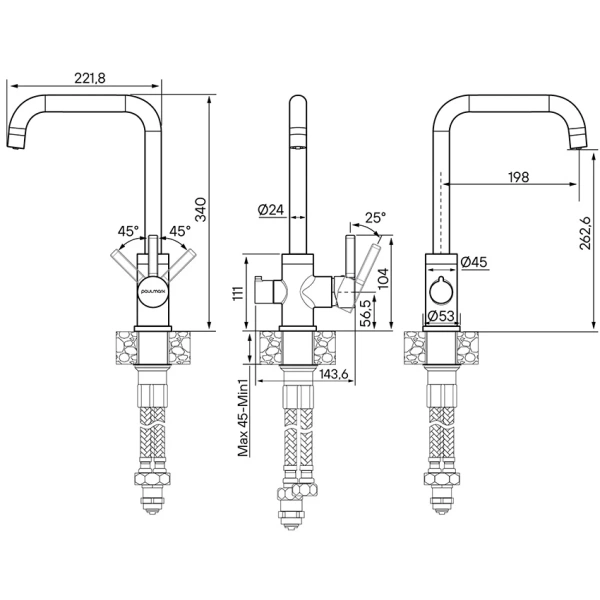 смеситель для кухни paulmark logas lo213021-br, бронза
