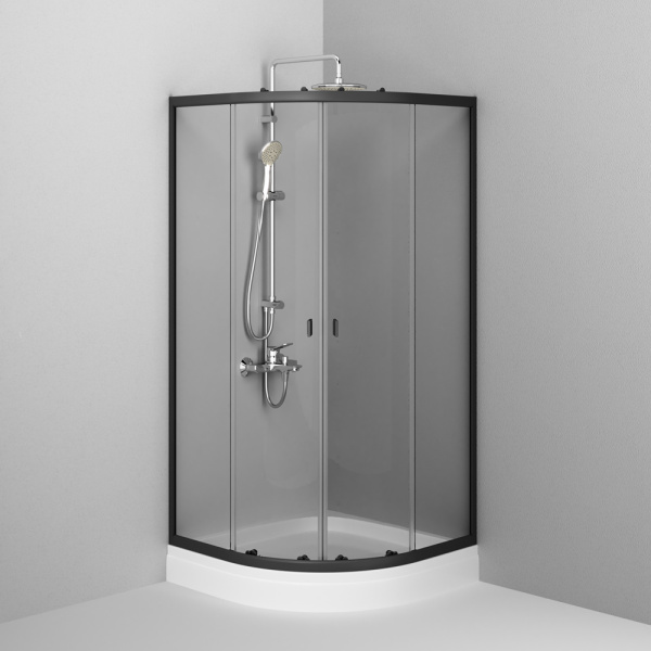 душевой уголок c поддоном 80×80 am.pm x-joy w88e-205-080bt64 прозрачное стекло, черный профиль