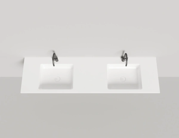 раковина salini onda 180 1402202m двойная, подвесная, s-stone, 180x50xh14 см, белая матовая