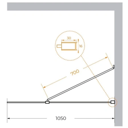 душевая перегородка cezares liberta 105 liberta-l-1-tb-105-c-nero профиль черный матовый стекло прозрачное