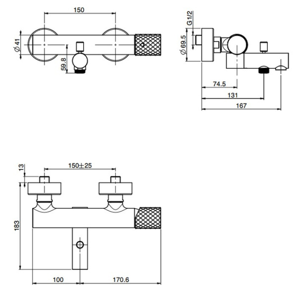 смеситель для ванны с душем fima carlo frattini spillo tech f3034/1xcr