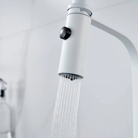 смеситель для кухни shevanik s943c-1 с гибким изливом, белый