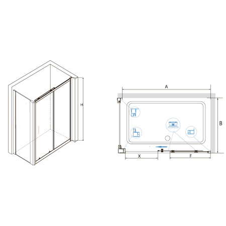 душевой уголок rgw classic cl-48-1 160×100 320948106-011 профиль хром, стекло прозрачное