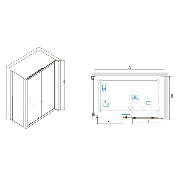 душевой уголок rgw classic cl-48-1 160×100 320948106-011 профиль хром, стекло прозрачное