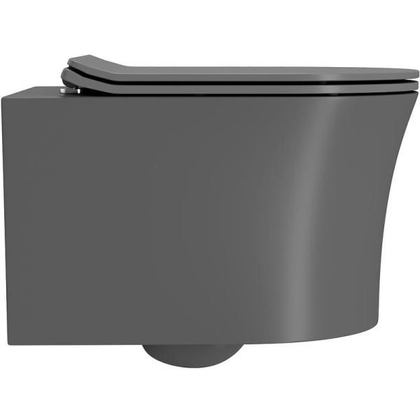 унитаз подвесной point вега pn41711gm безободковый, серый матовый, сиденье дюропласт, микролифт, быстросъемное