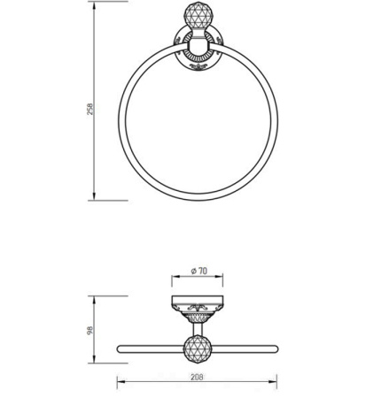 кольцо для полотенец migliore cristalia 16773 цвет бронза с кристаллом swarovski