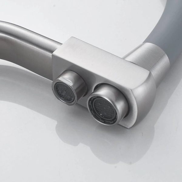 смеситель для кухни shevanik s968l с подключением к фильтру, гибким изливом, сатин