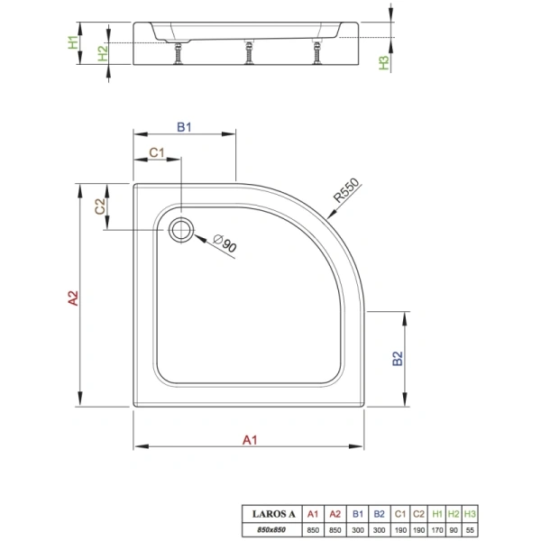 душевой поддон 85x85 см radaway laros a compact sla8585-01
