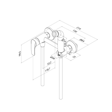смеситель с гигиеническим душем iddis ray raysb00i08 глянцевый хром