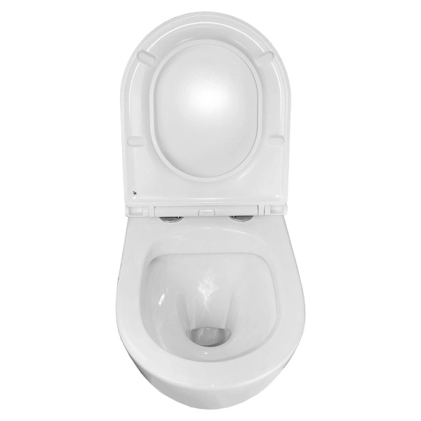 унитаз подвесной pro 370х490х360 безободковый, в комплекте с сидением микролифт (pro-0001)