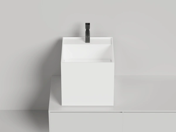 раковина накладная 45х45 cм.salini armonia square top 03 130523tm, мат-л: s-stone, цвет: белый матовый