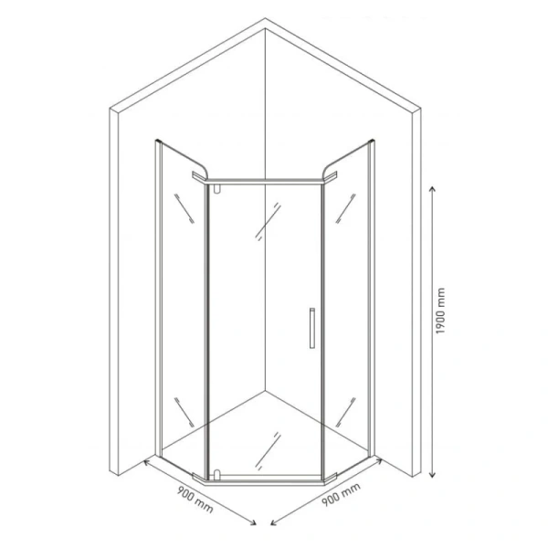 душевой уголок berges solo т 90×90 061106 профиль черный матовый, стекло прозрачное