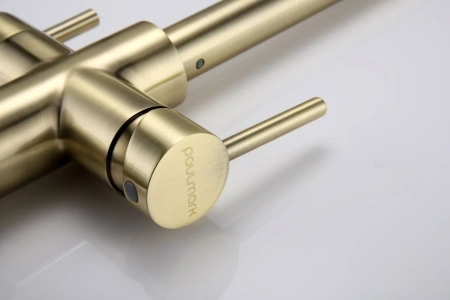 смеситель для кухни paulmark lange la214212-br с подключением к фильтру, цвет бронза