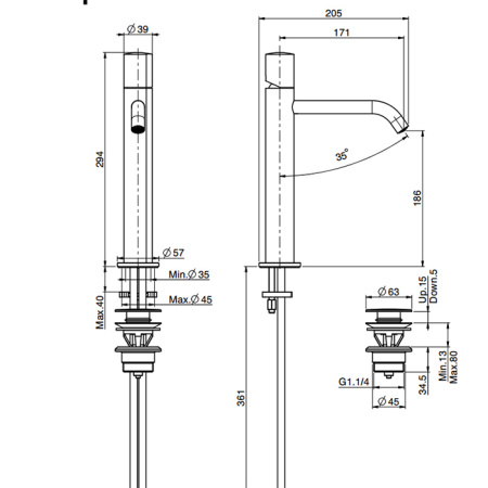 смеситель для раковины fima carlo frattini so f3181/hcr высокий, на 1 отверстие, без ручки, с донным клапаном click-clack, цвет хром