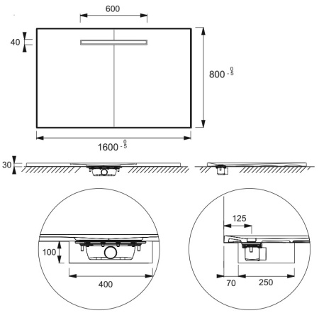 душевой поддон из искусственного камня неокварца jacob delafon surface 160×80 e62631-ss2 белый гипс