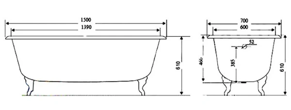 чугунная ванна timo standard 3v 150x70 н0000018 с антискользящим покрытием