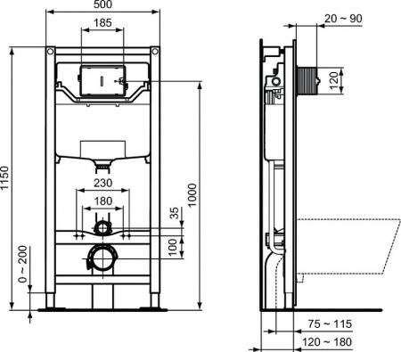 комплект унитаза с инсталляцией ideal standard tesi t355101pt15 с сиденьем микролифт