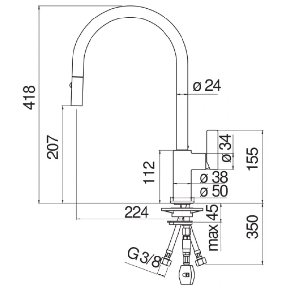 смеситель для кухни nobili flag fl96137nc с душем, chrome and velvet black