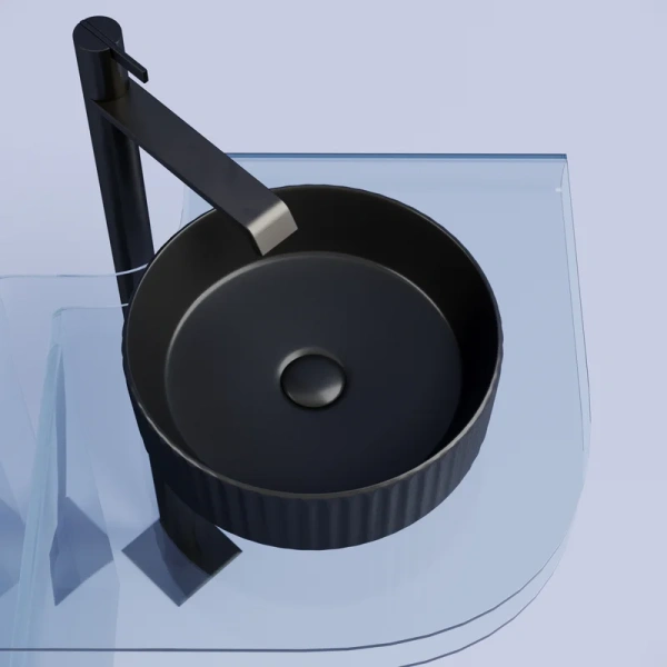 раковина ceramicanova element cn6057mb накладная, ø36 см, черная матовая