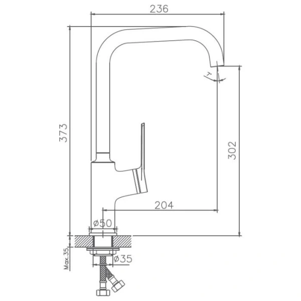 смеситель для кухни haiba hb70572 цвет хром