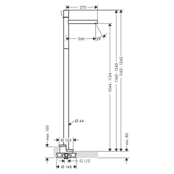 смеситель для раковины axor uno 45037820