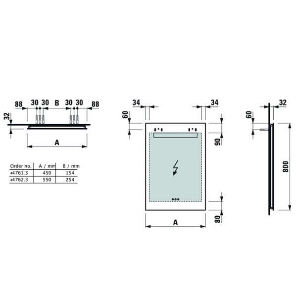laufen laufen leelo зеркало 45х80см., горизонтальная led-подсветка, 3 сенсорных выключателя, алюминиевый каркас