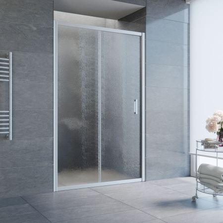 дверь для душевой кабины в нишу vegas glass zp 125 07 02 профиль матовый хром, стекло шиншилла