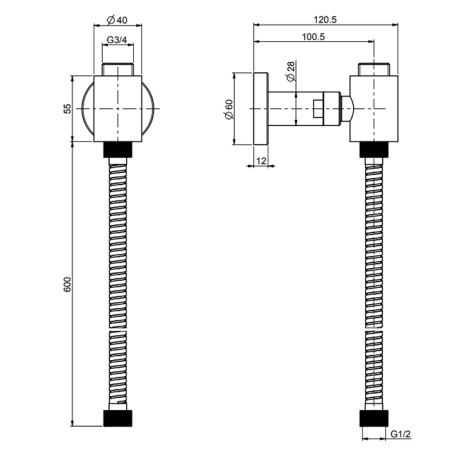 подвод воды fima|carlo frattini colonne doccia f2124cr со шлангом 60 см, хром