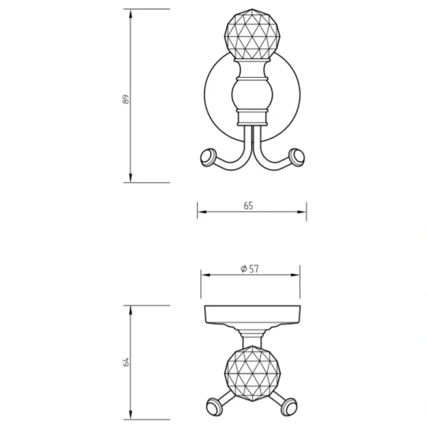 Двойной крючок Migliore Amerida 16600 цвет золото с кристаллом Swarovski